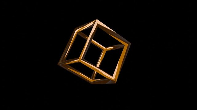 3d render of a golden cube