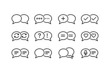 Fototapeta premium Speech bubble chat icons set, solid glyph message communication