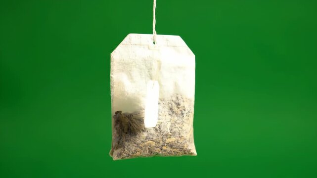 Close up shot of a metallic snap swivel rotating slowly against a solid green screen background for easy keying
