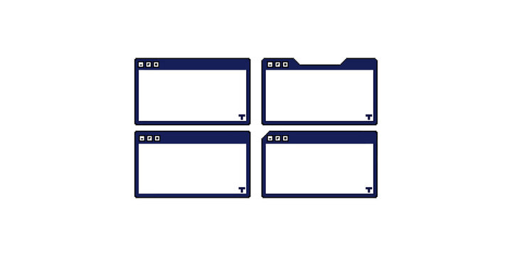 Retro pixel art operating system window containers