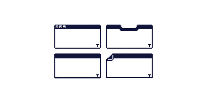 Pixel art interface window elements set