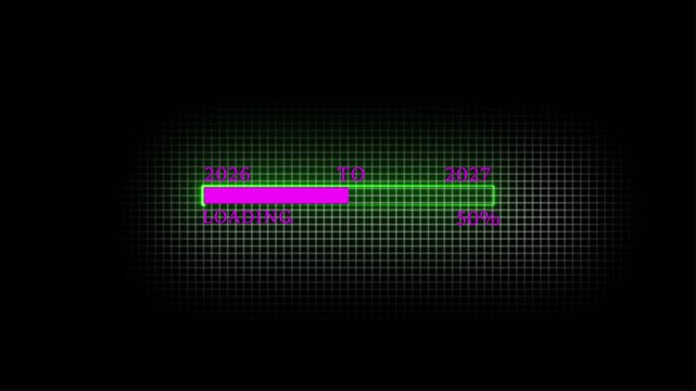 New year 2027 loading bar animation. Year changing from 2026 to 2027 concept. 4k