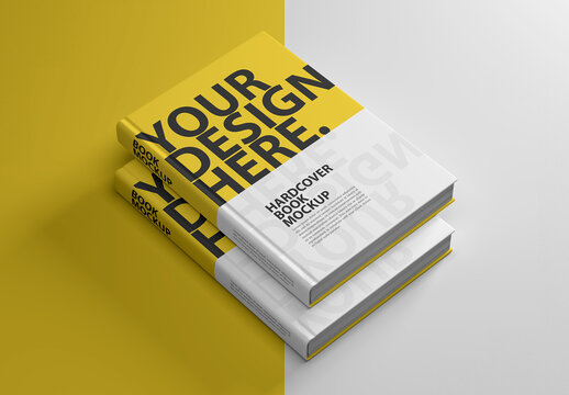 Stack of Hardcover Books Mockup, Cover and Spine Design Presentation