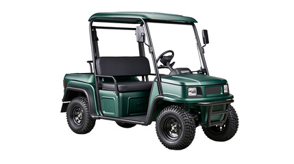 Fototapeta premium Green four-seater utility vehicle with black seats and roof