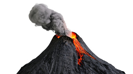 Volcano erupting with lava flow and smoke plume © Asmud