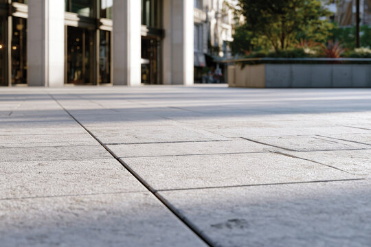 A contemporary urban square features sleek tiles and ascendant architecture, embodying the harmony of modern design and public spaces in city environments.