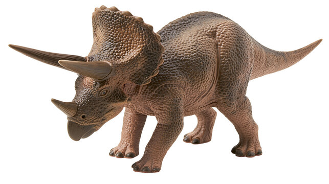 Brown Triceratops Dinosaur Toy with Three Horns