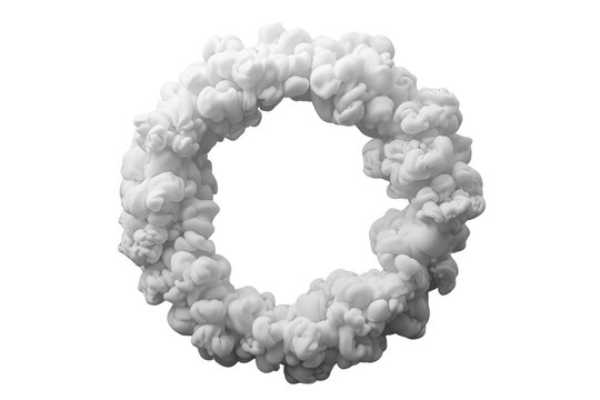 White smoke ring forming abstract cloud shape, generating steam and vapor isolated on transparent background