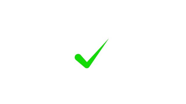 green check mark. check mark  animated on white background