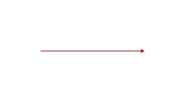 Horizontal red arrow line pointing right isolated on white background .screw isolated on white