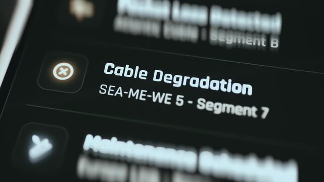 Cable Degradation Alert For A Submarine Cable Segment On Network Monitoring Display