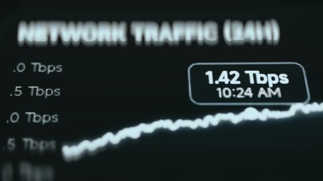 Network Traffic Graph With Terabit Tooltip And Rising Curve On Monitoring Screen