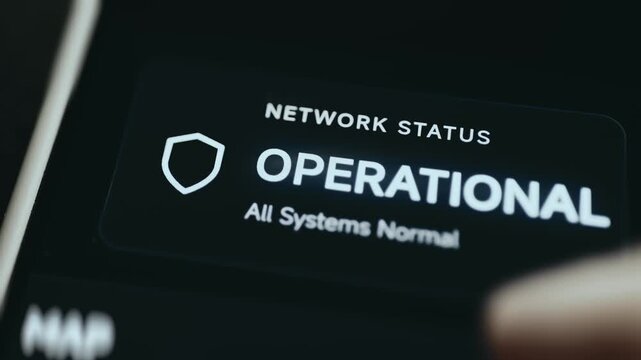 Network Status Operational With Shield Icon And All Systems Normal Label On Screen