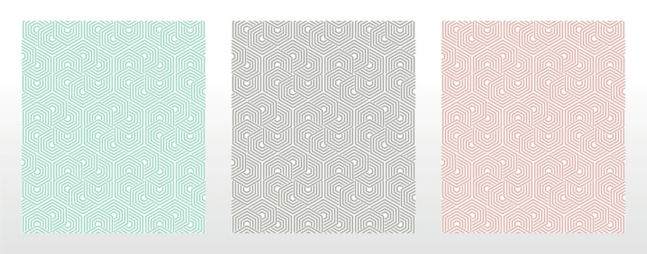 Set of abstract geometric patterns. Seamless vector backgrounds. Colored ornaments Graphic modern patterns Simple lattice graphic design