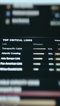 Critical Link Ranking With Percentage Loads Listed Down A Monitoring Panel