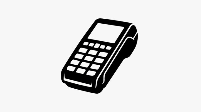 Minimalist Black Wireless POS Terminal Credit Card Reader Vector Icon