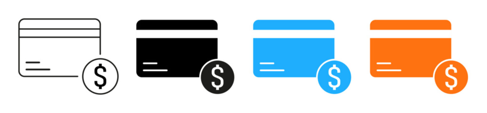 Payment card icon. Credit card, debit card, digital payment, online transaction, cashless purchase, banking finance collection. Editable icon. Vector.