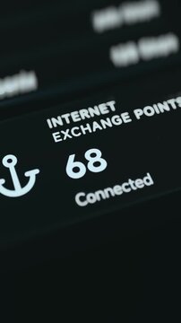 Internet Exchange Points Counter With Anchor Icon Reading Sixty Eight Connected
