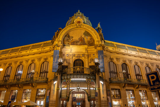 Municipal House At Night In Prague