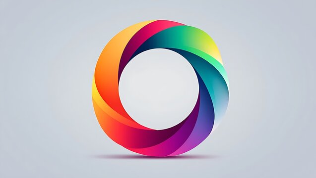 Abstract colorful circular ring logo design with gradient spectrum colors on light grey background
