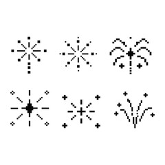 Fototapeta premium Black fireworks burst pixel art
