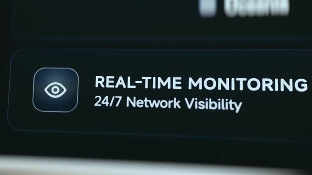 Real Time Monitoring Feature Card With Eye Icon And Round The Clock Network Visibility
