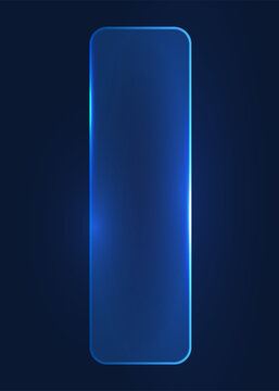 Glowing blue glass frame on dark background