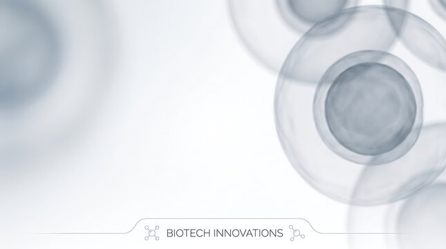Abstract microscopic cells on clean white background representing biotechnology innovations