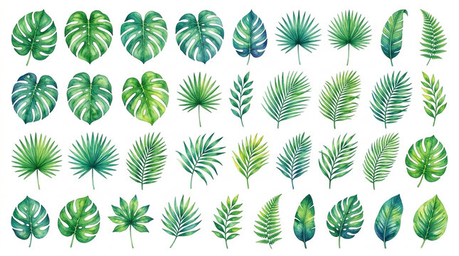 set of green leaves