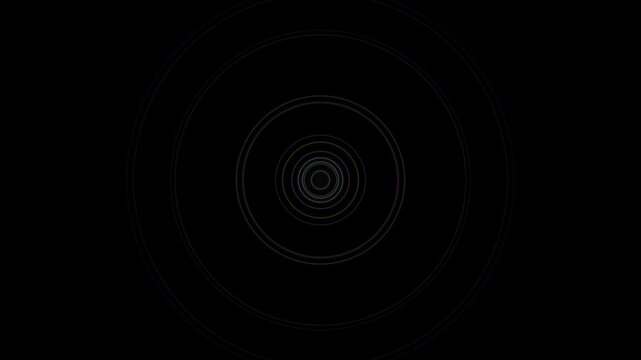 Concentric circular lines emanate outward from a central focal point on a dark background.