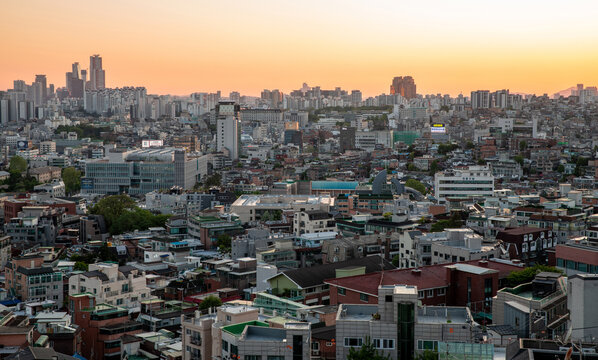 일몰,지붕,옥상,빌라,아파트,고층빌딩,시내,용산동,용산구,서울