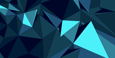 Obraz na płótnie Canvas Polygonal abstract background, 3D vector black and blue low poly surface, digital technology and science background abstraction, diamond structure.