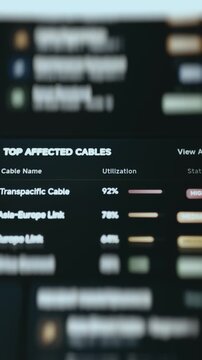 Top Affected Cables Table With Utilization Percentages For Transpacific And Asia Europe Links