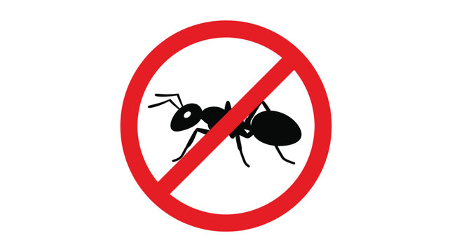 No ants icon with red prohibition circle pest control symbol vector illustration design