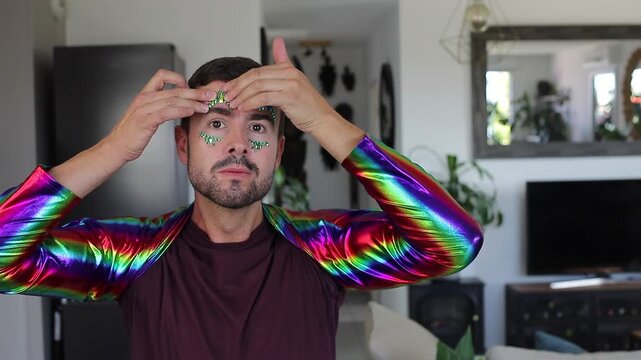 Bearded Cute Man With Fun Colorful Look 