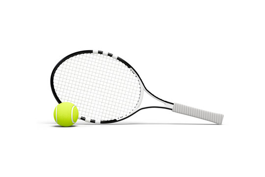 Professional Tennis Racket and Ball Isolated on White