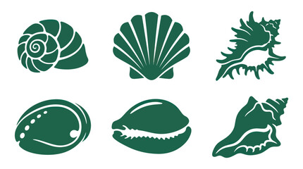 Collection of marine shell silhouettes © Akun