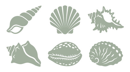 Collection of marine shell silhouettes © Akun