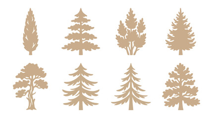 Obraz premium Collection of stylized evergreen tree silhouettes