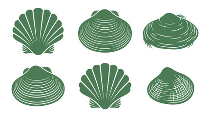 Collection of green seashell illustrations © Akun