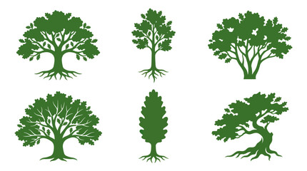 Fototapeta premium Collection of green tree icons