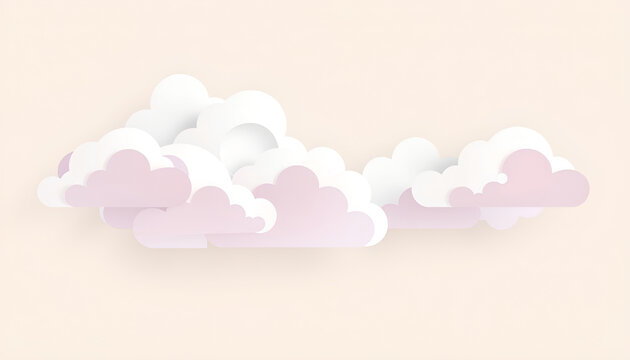 Abstract paper cut clouds with soft pink and white layers for design