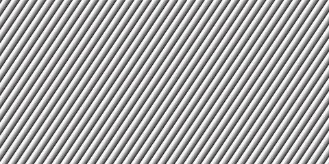 Patterned ribbed metal background with wall panel and white glass roof. Iron and plastic texture with zinc steel sheet and corrugated coating. 3D silver facade with frosted reed metal glowing effect. © wahyu