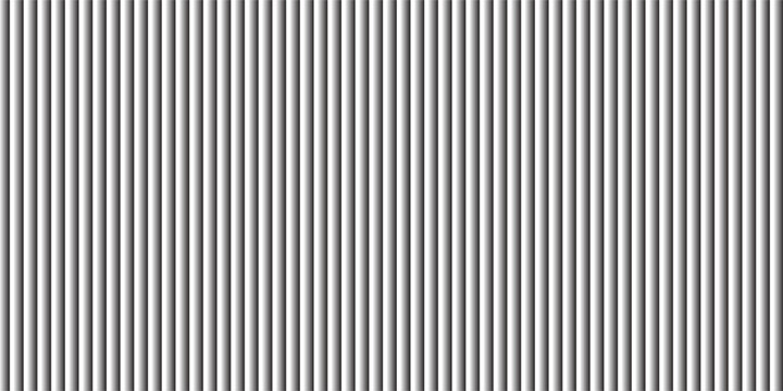 Patterned ribbed metal background with wall panel and white glass roof. Iron and plastic texture with zinc steel sheet and corrugated coating. 3D silver facade with frosted reed metal glowing effect.