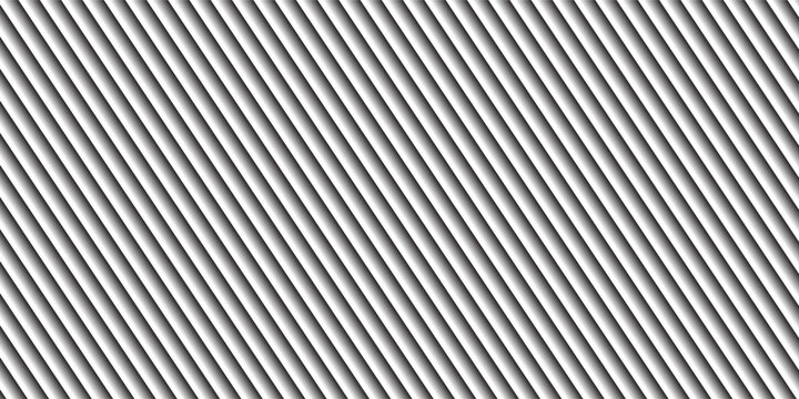 Patterned ribbed metal background with wall panel and white glass roof. Iron and plastic texture with zinc steel sheet and corrugated coating. 3D silver facade with frosted reed metal glowing effect.