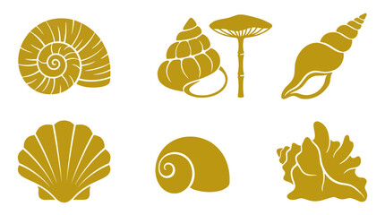 Collection of stylized marine shell and mushroom silhouettes © Alan
