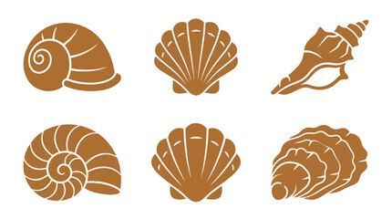 Collection of marine shell icons © Akun