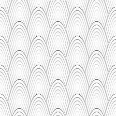 Minimalist geometric seamless pattern, abstract line art background with overlapping arches, modern monochrome vector texture for textile design © Absarul