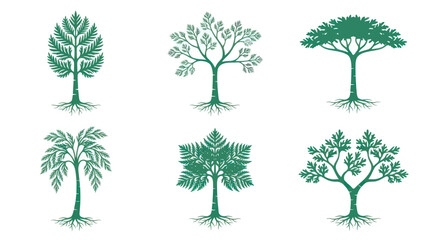 Diverse stylized tree silhouettes and roots © Gulung