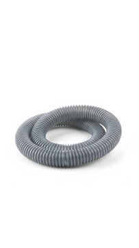 Flexible grey corrugated plastic hose for industrial drainage or vacuum appliance connection